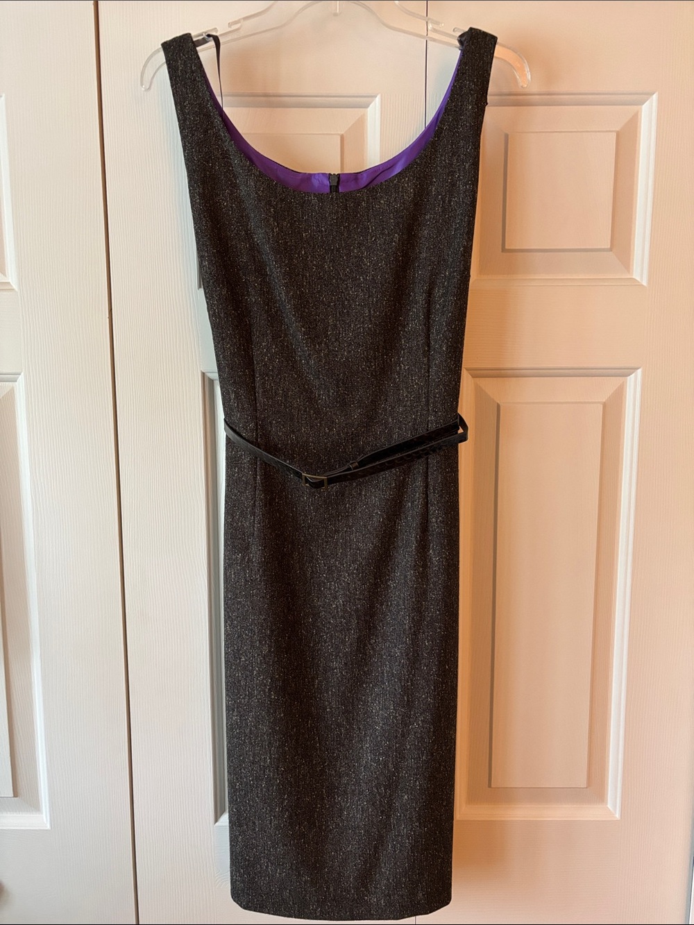 Jessica Howard Taupe Two-Piece Dress and Jacket with Purple Lining